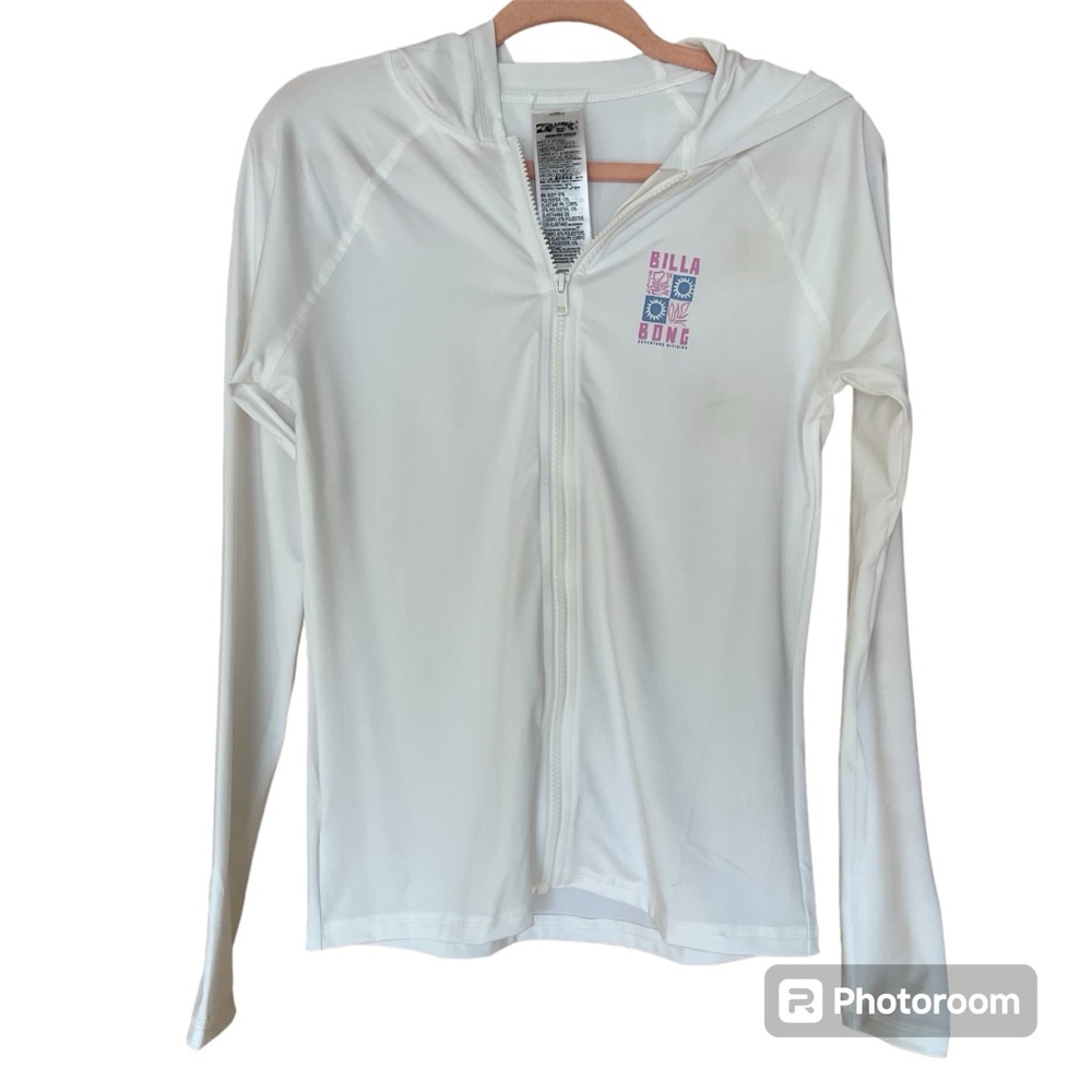 NWT Billabong Adventure Division Recycled White Zip Up Hoodie Sz L UV Protection